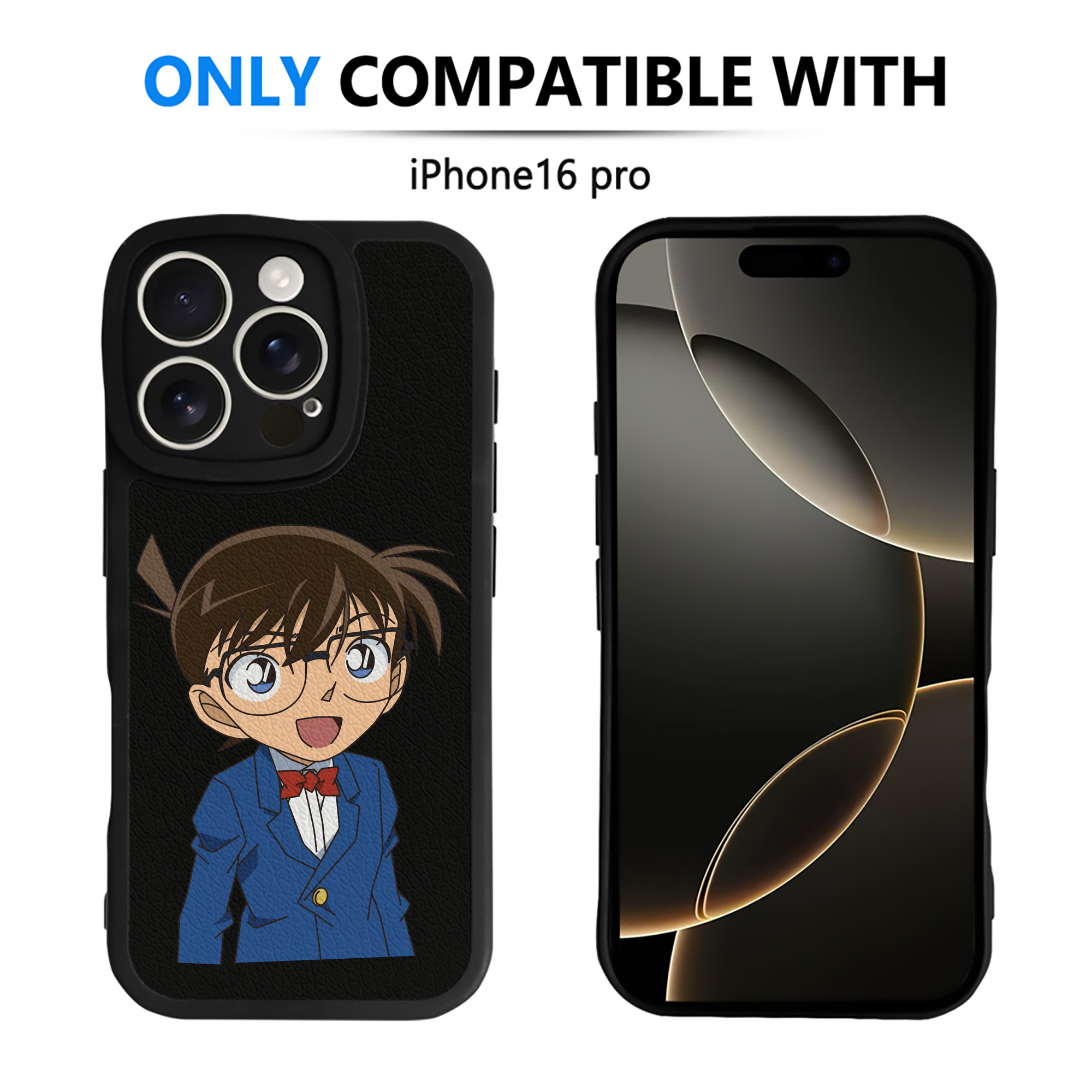 （画像用） 名探偵コナン 江戸川 コナン Detective Conan Conan Edogawa 【iPhone 16シリーズ対応】シリコンスマホケース（レザー調） 材質：シリコン